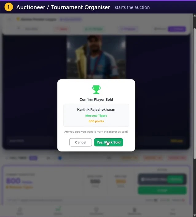 Confirm the sale: click Yes, Mark Sold.