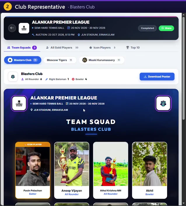 Team squads, sold players, icon players and a downloadable poster.